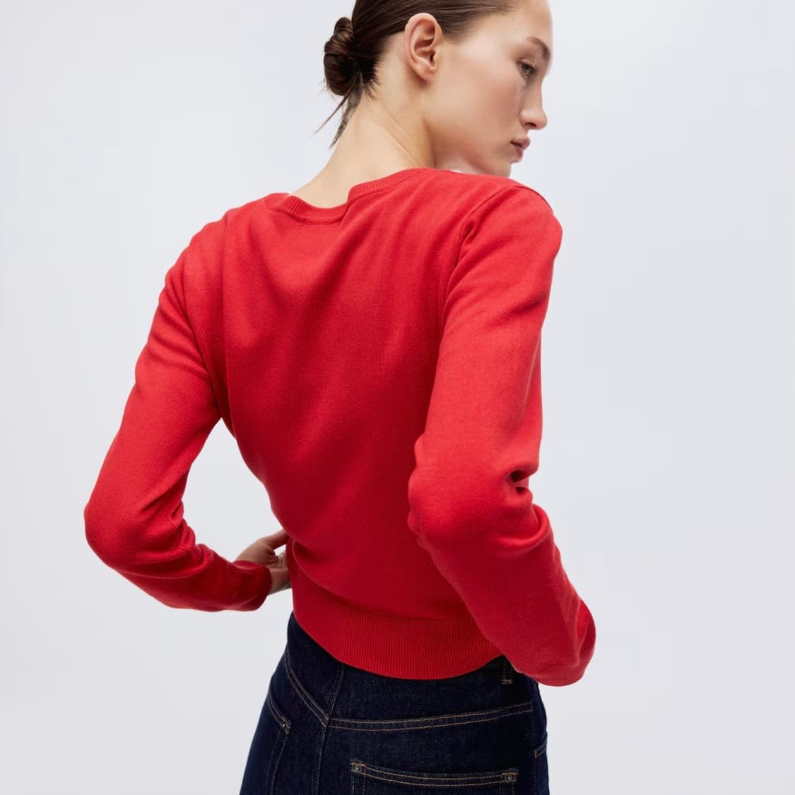 h&m 파인니트 가디건 레드 상품이미지2