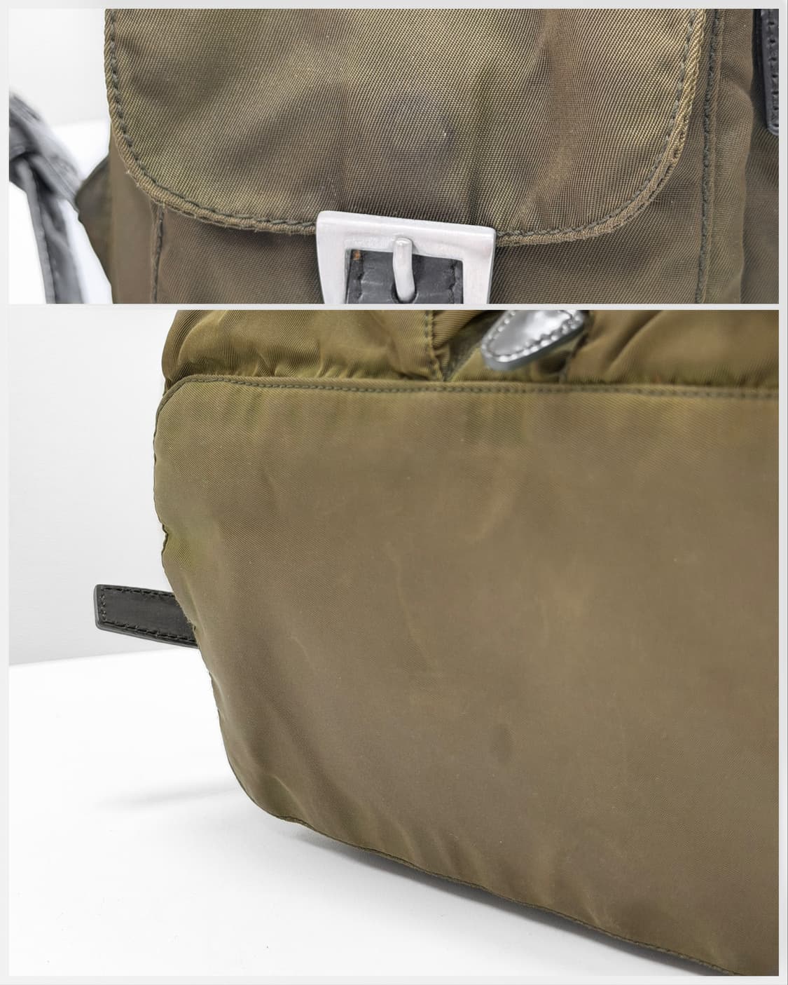 프라다 나일론 투포켓 백팩 카키 상품이미지7
