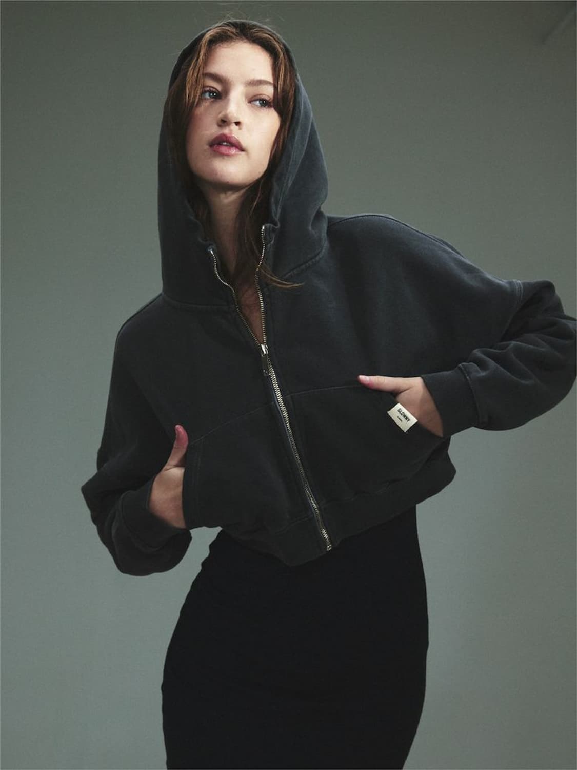 글로니 GLOWNY g 클래식 워시드 크롭 집업 상품이미지1