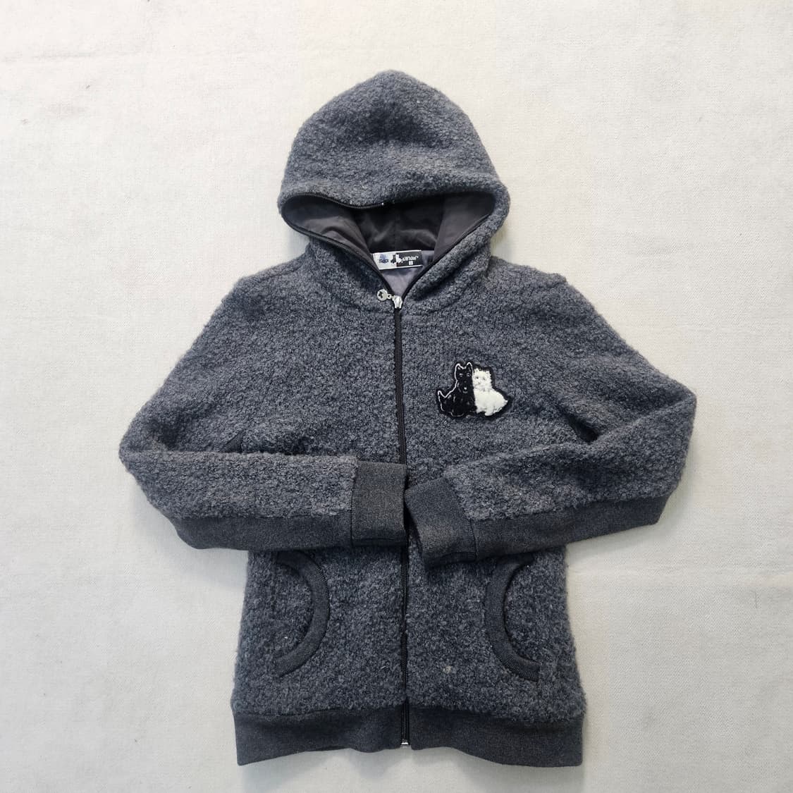 M 블랙앤화이트 여성 뽀글이 후드집업 0316Y 상품이미지2