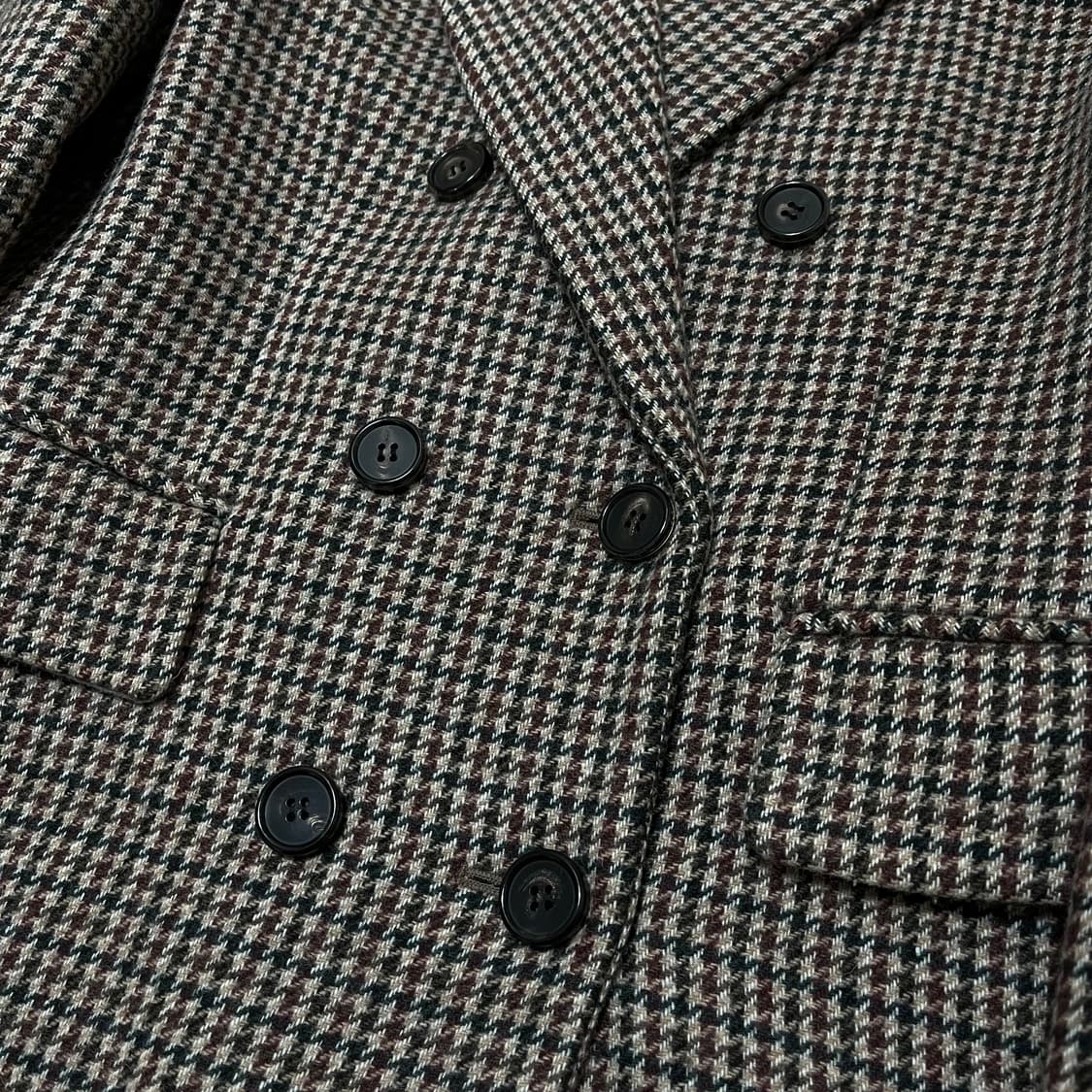 지컷 여성 체크 모직 더블 코트 55 상품이미지5