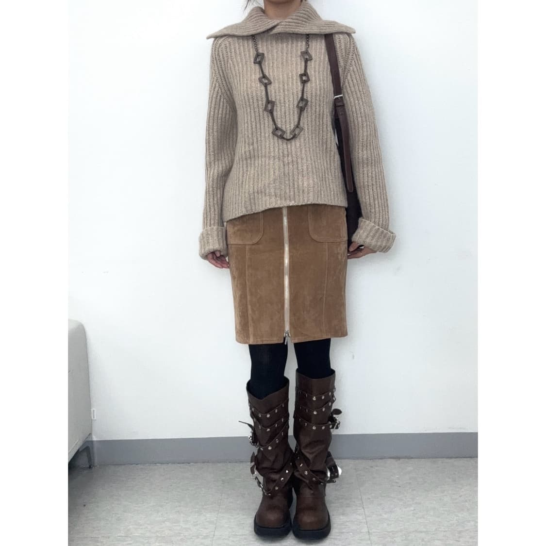 빈티지 베이지 브라운 앙고라 울 니트 상품이미지3