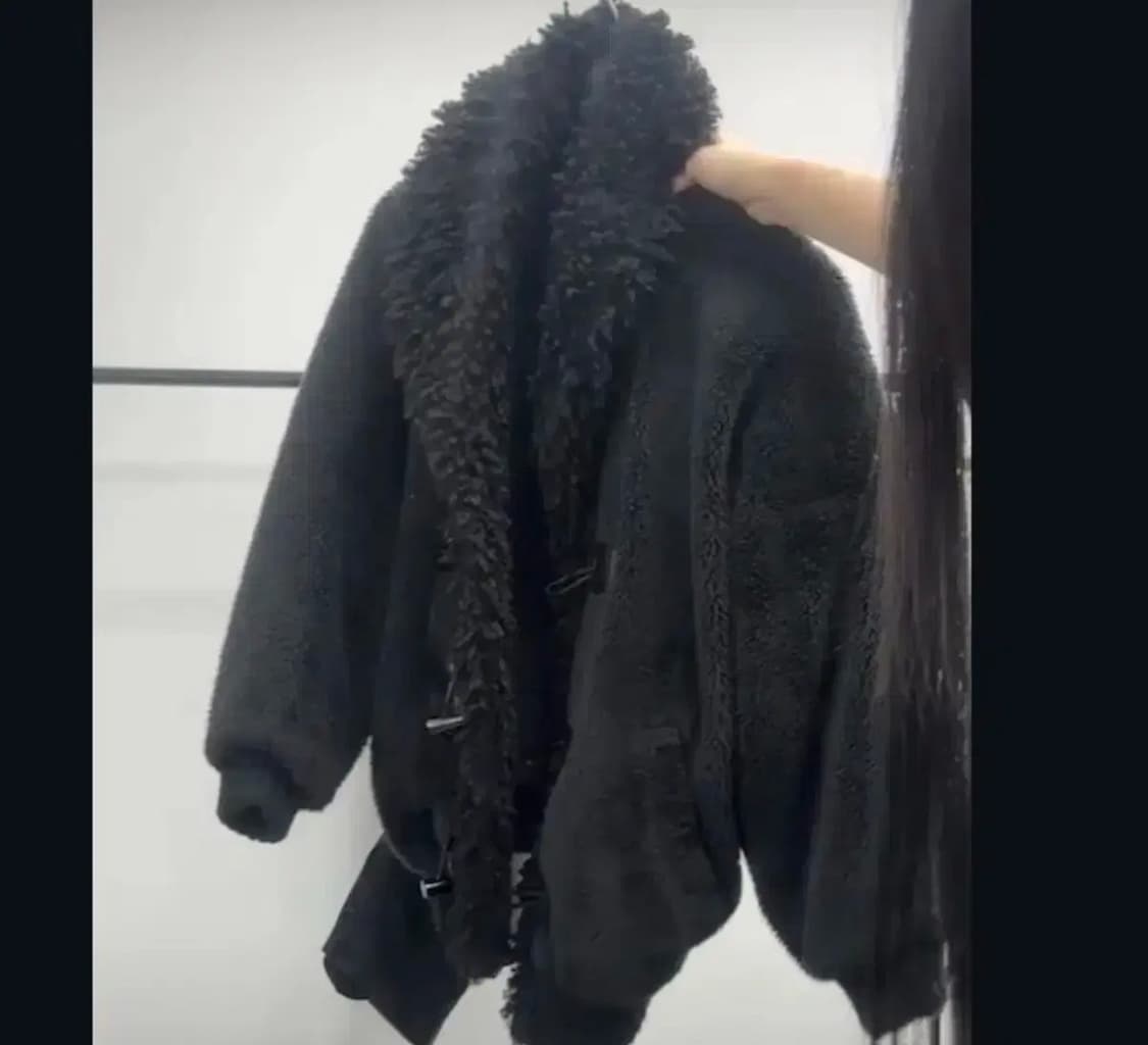 큐빈티지 블랙 퍼 떡볶이 코트 펑크 acr 일본 상품이미지1