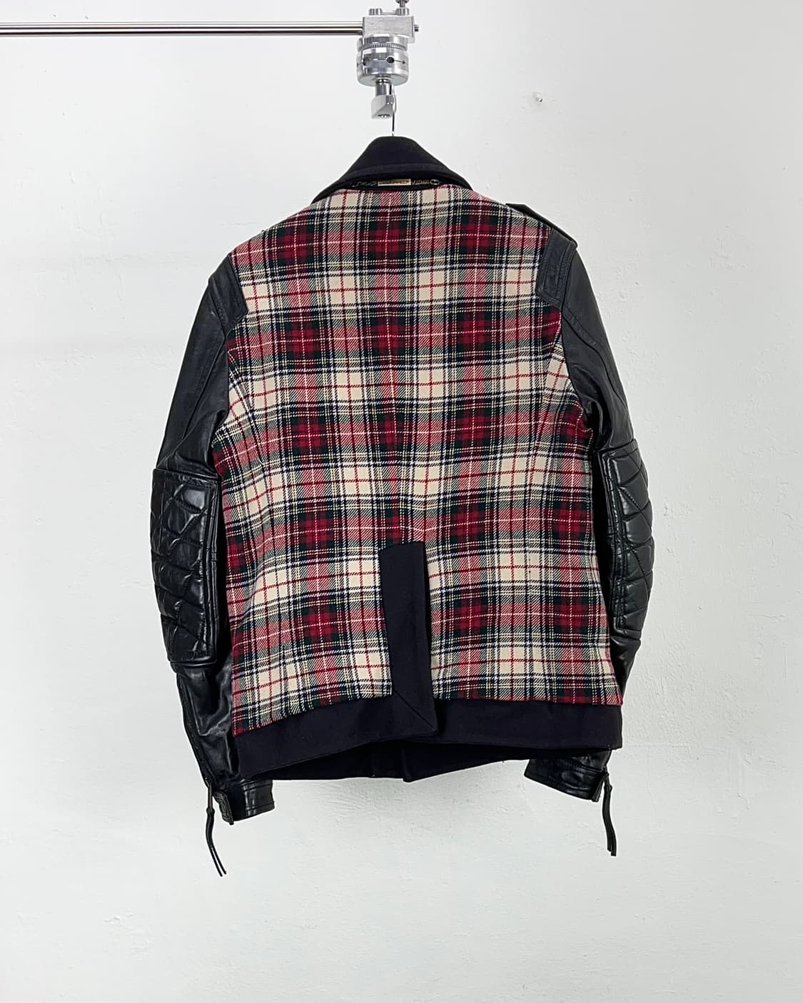 디스퀘어드2 패치드 체크 레더 울 더블 코트 자켓 상품이미지6