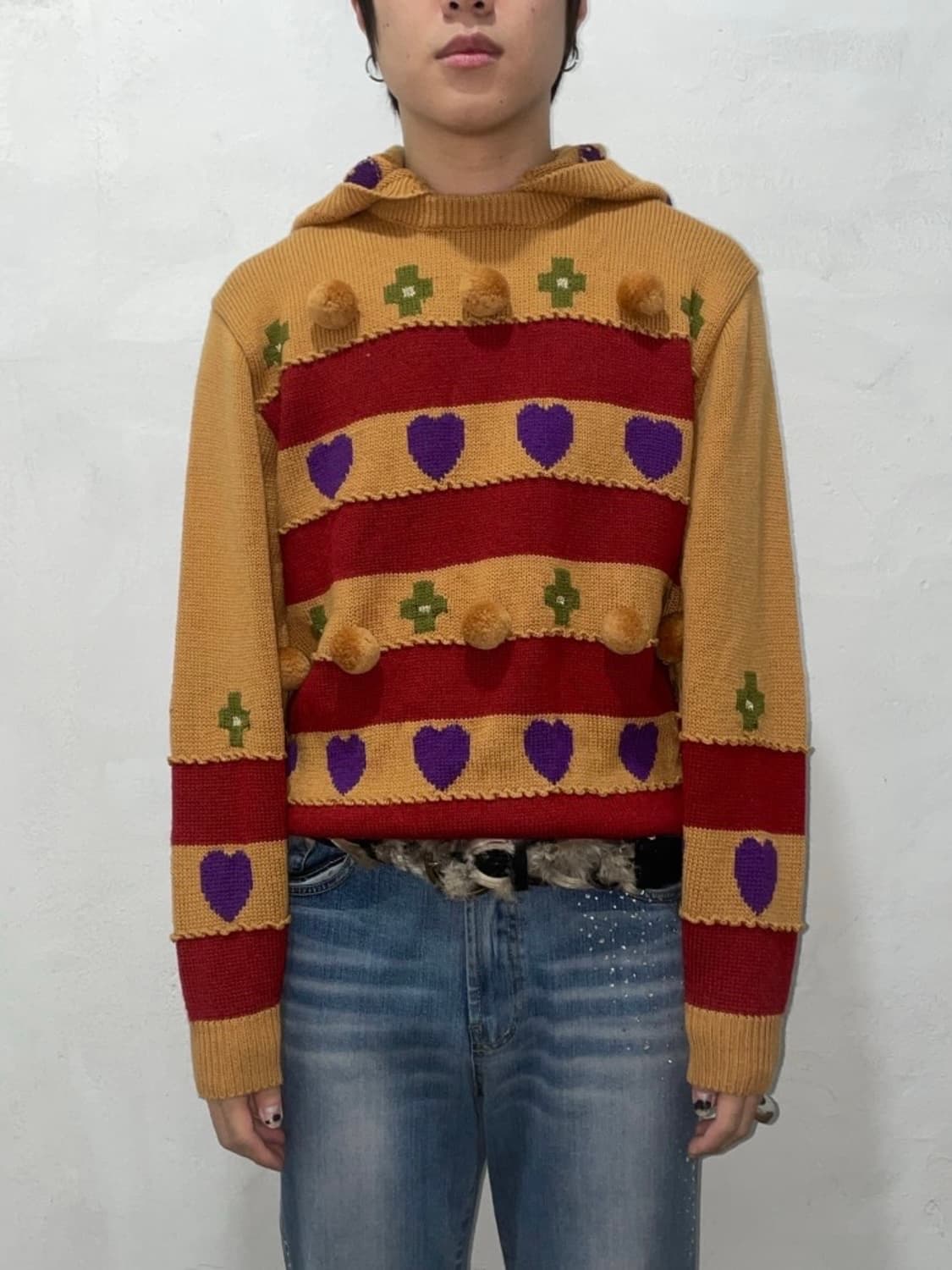 키치 하트 패턴 후드 상품이미지1