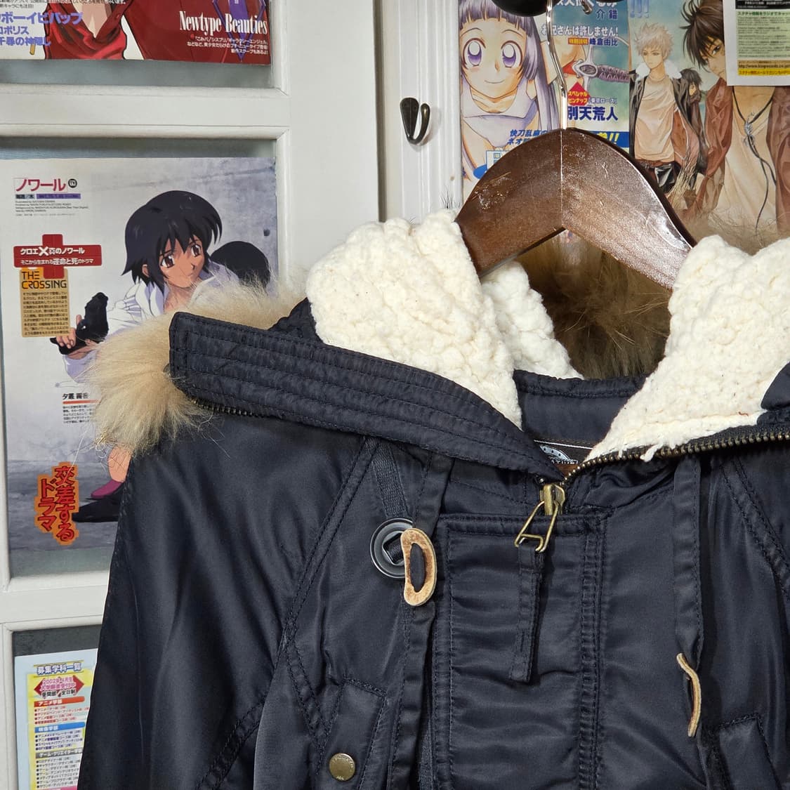 에스크 네이비 라쿤퍼 후드 투웨이 항공 패딩 상품이미지3