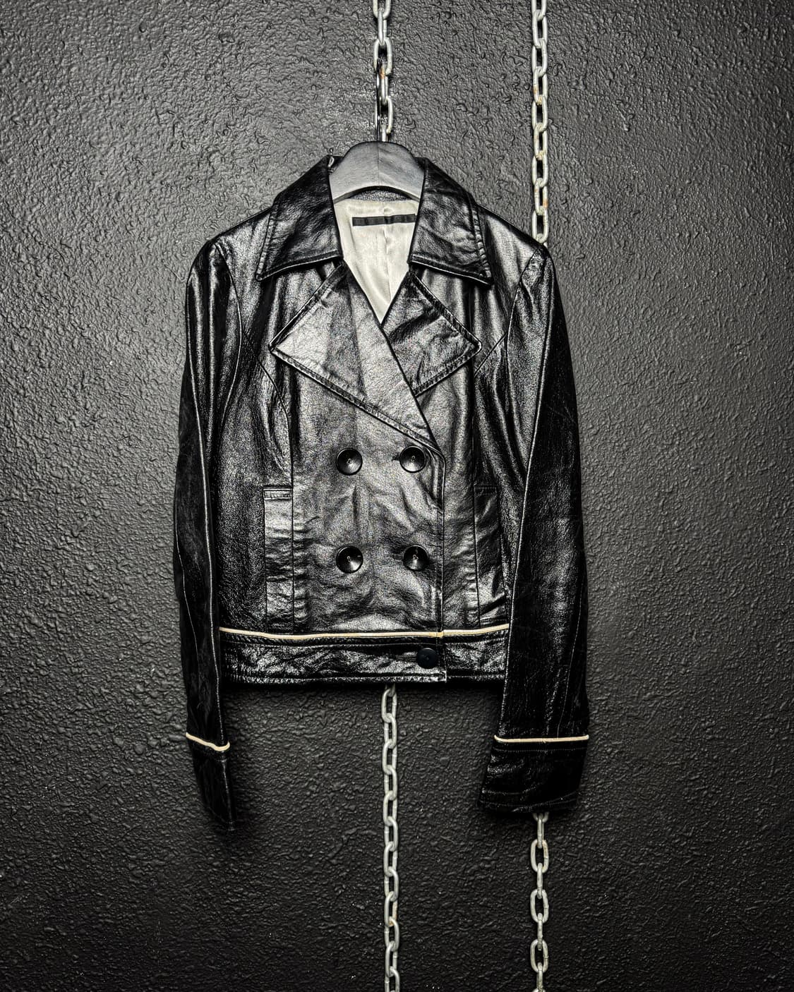 Black Double Leather Jacket 상품이미지6