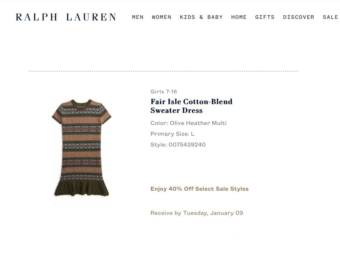 (출국정리)폴로 랄프로렌 걸즈 Fair Isle Cotten-Blend 상품이미지1