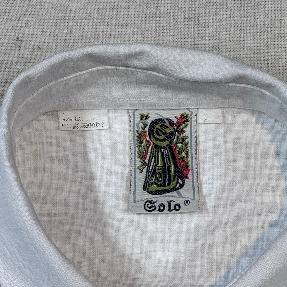 XXL) Solo 유럽 빈티지 린넨 반팔 셔츠 화이트 상품이미지6