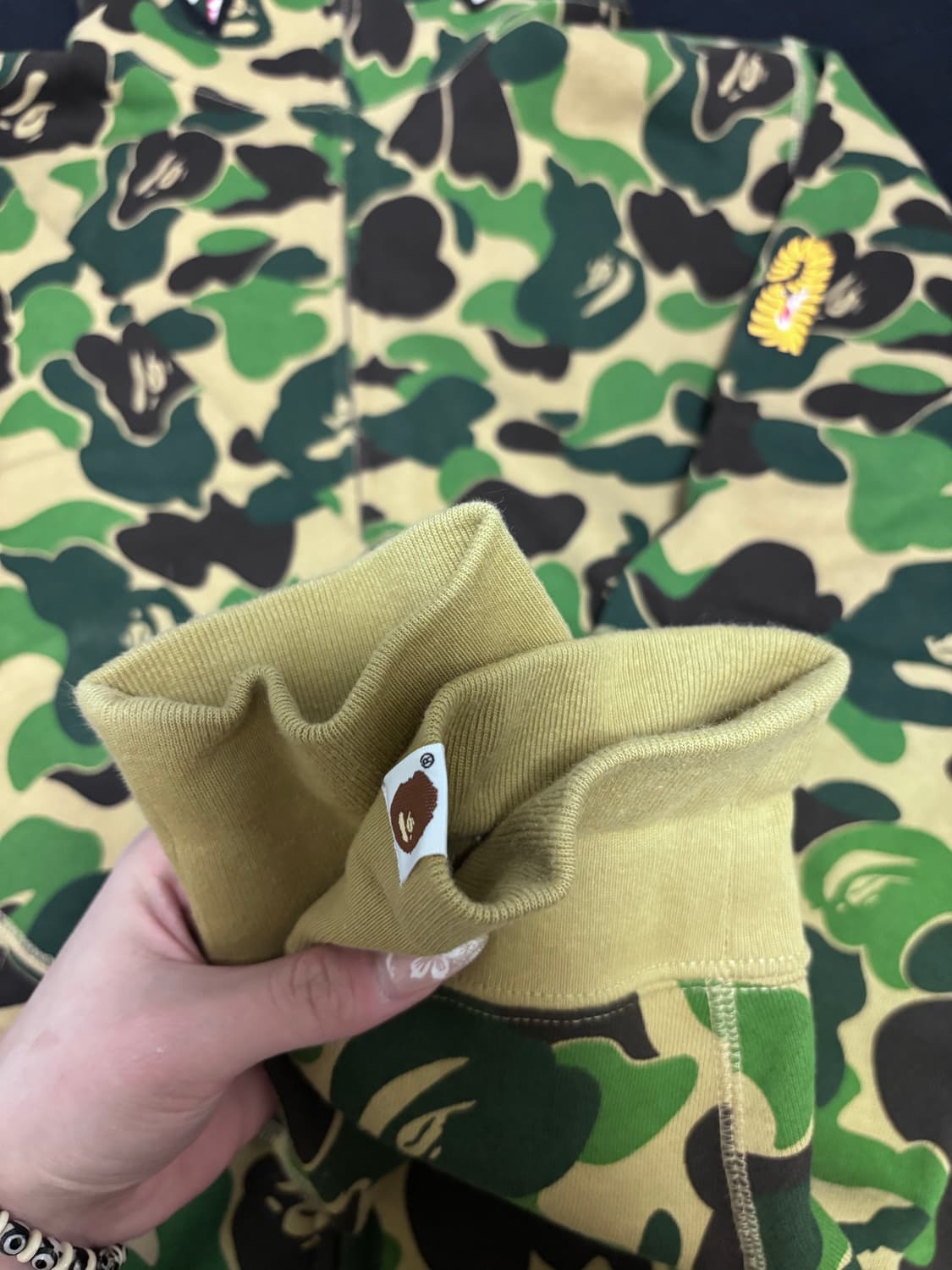 베이프 PONR ABC 카모 샤크 풀 집 후드집업 아미 그린 녹계 L 상품이미지4