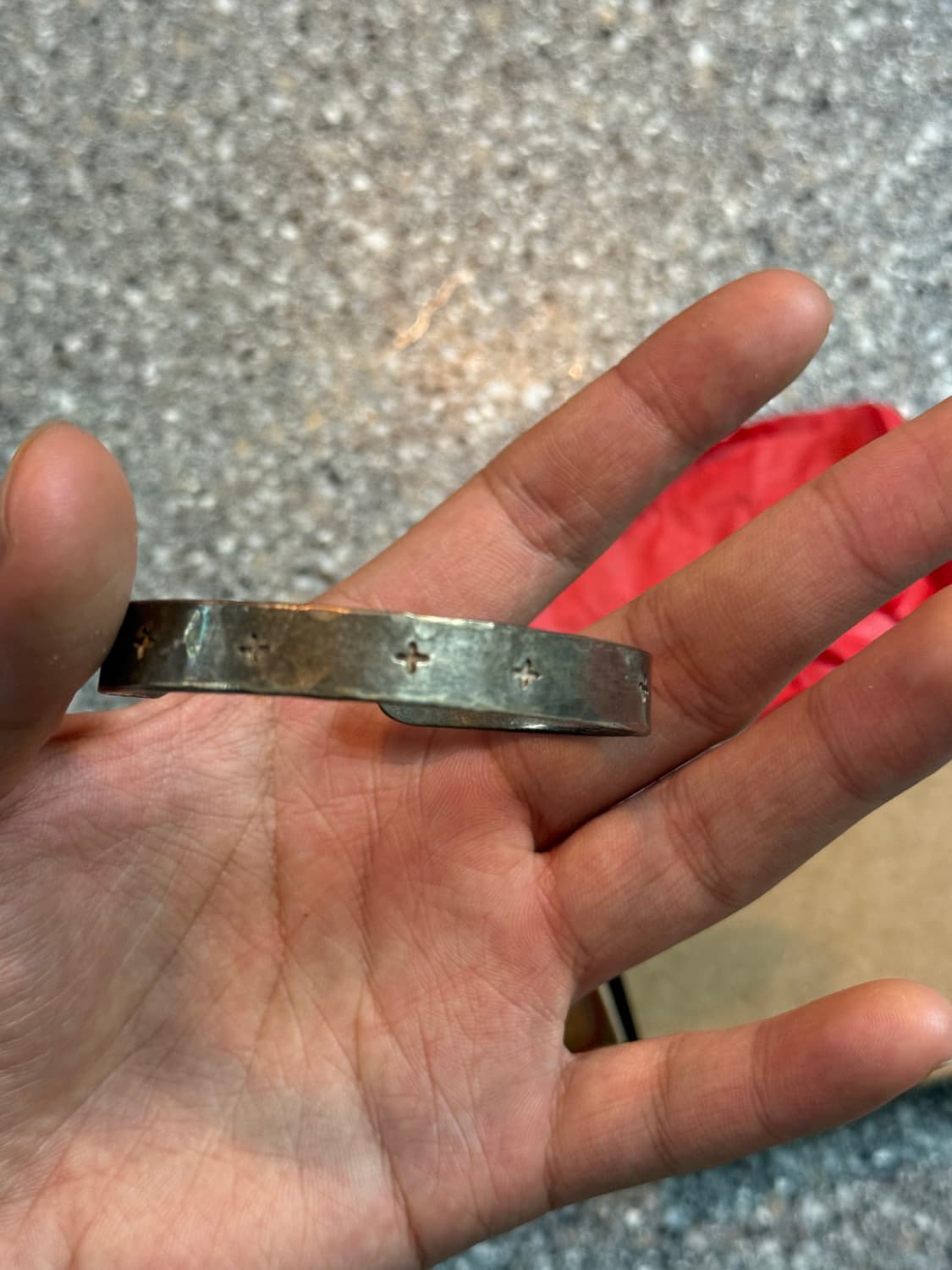 cross carved silver bracelet [m] 상품이미지3