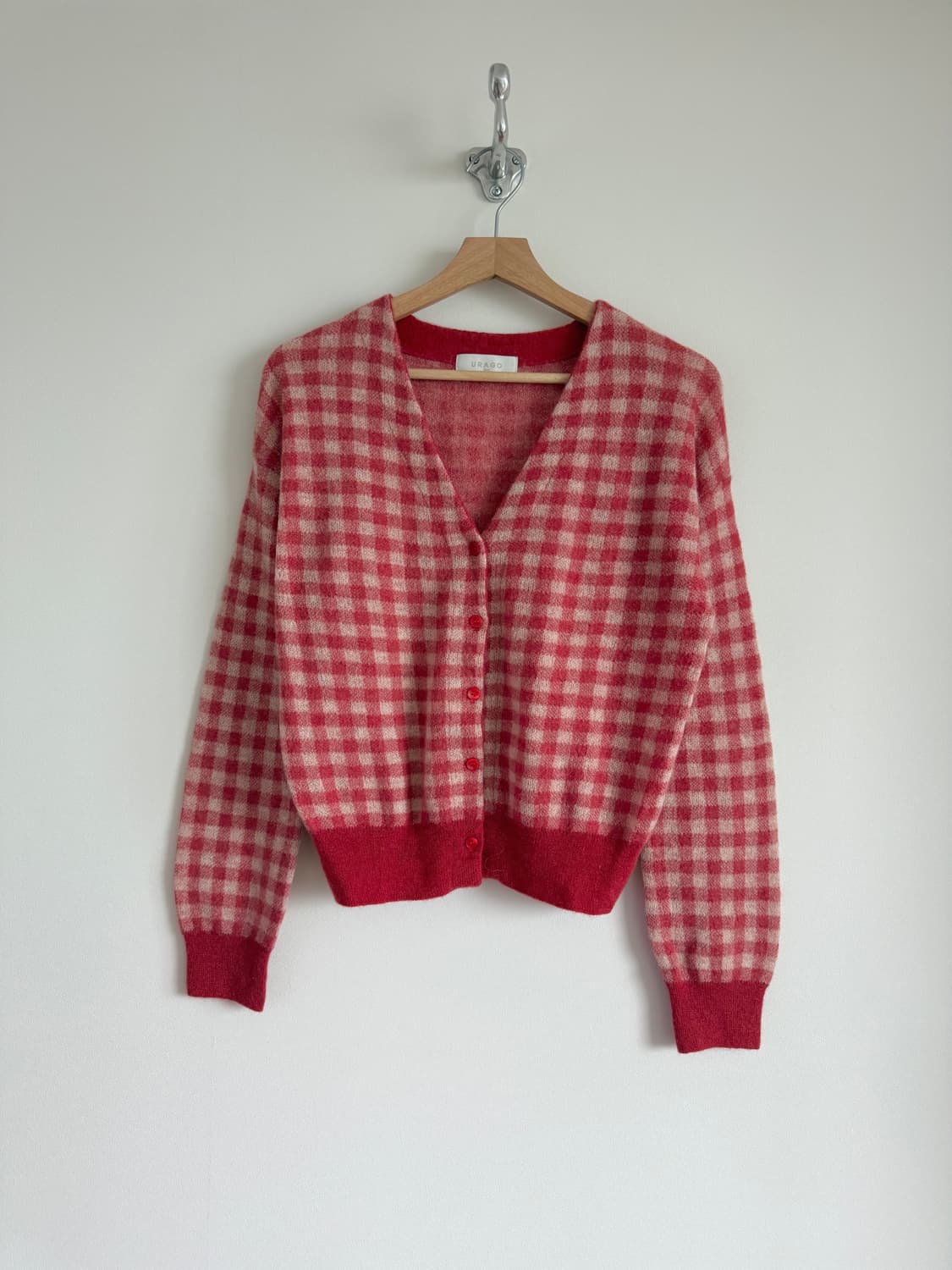유라고(URAGO) 모헤어 체크 가디건 상품이미지1