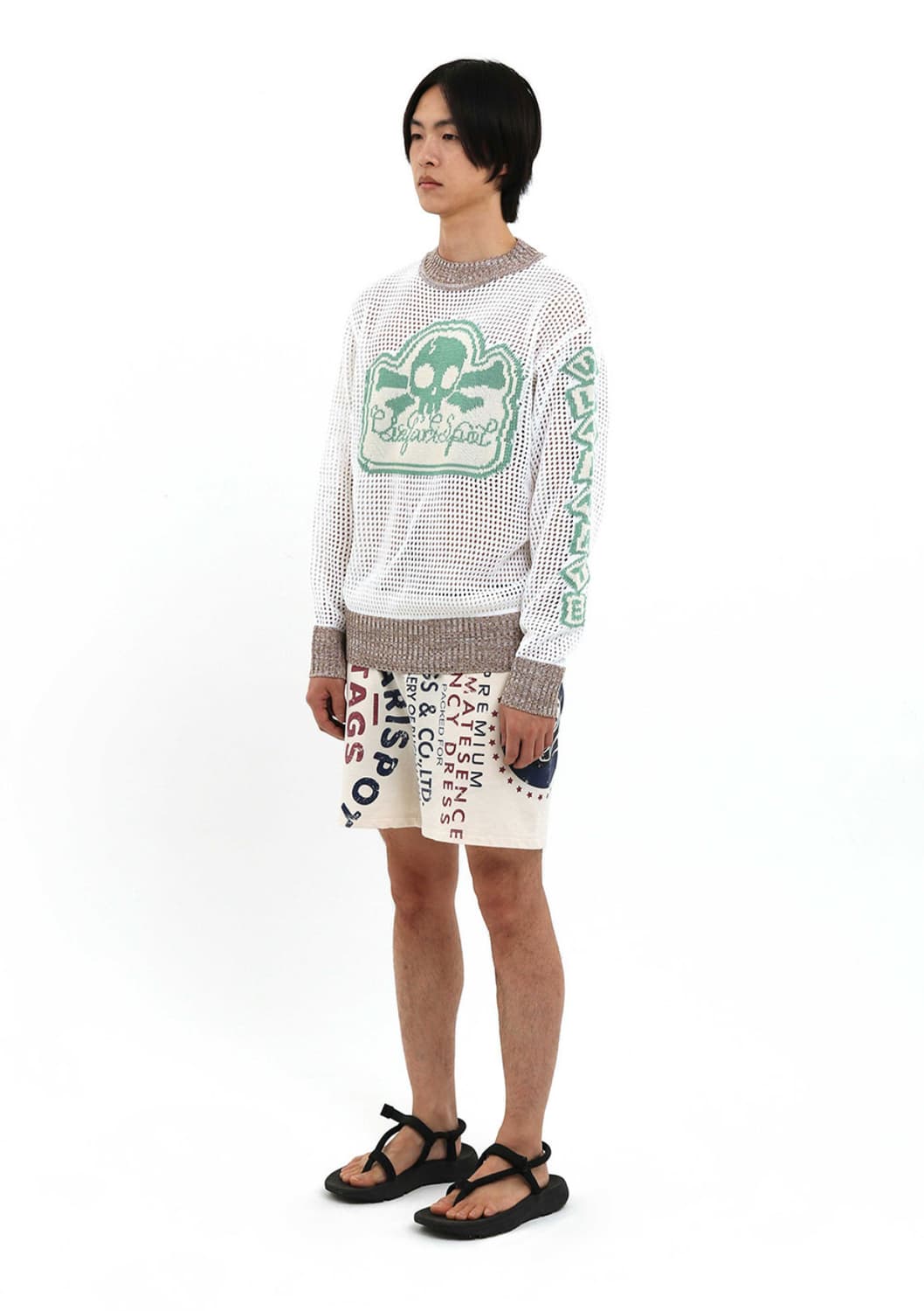 (새상품) 사파리스팟 멀티 스컬 메쉬 니트 아이보리 상품이미지4