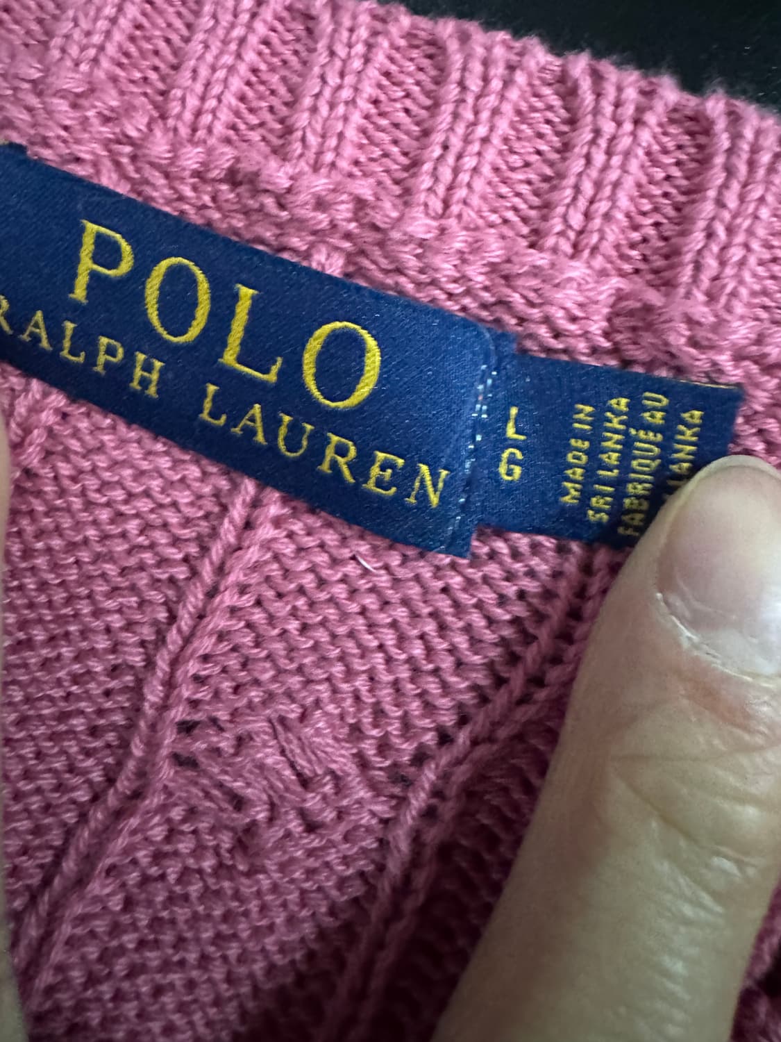 폴로 랄프로렌 신형 케이블 코튼 니트 L 핑크 상품이미지3