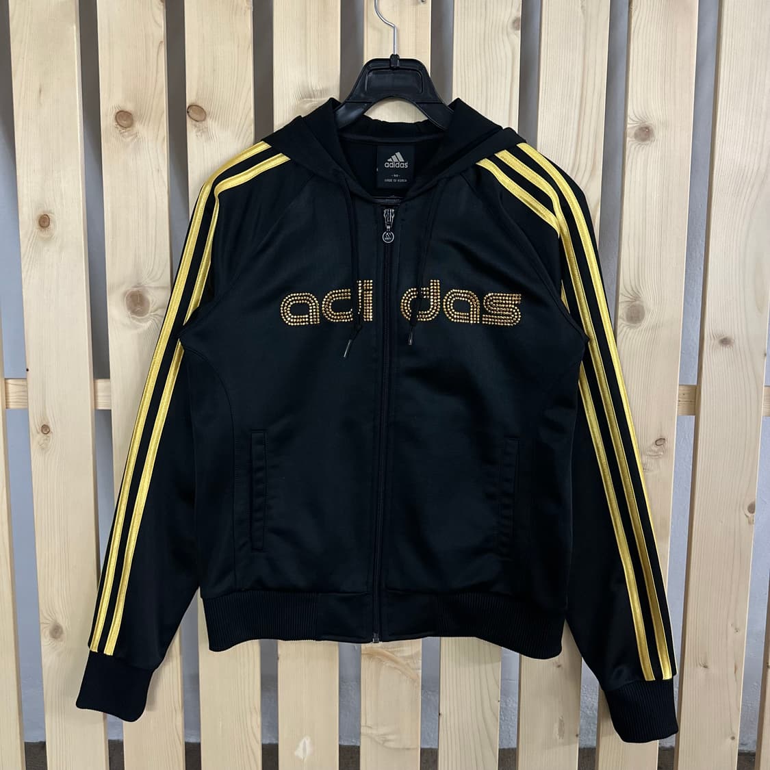 (S) 아디다스 골드 블랙 큐빅 후드 져지 집업 트랙탑 상품이미지1