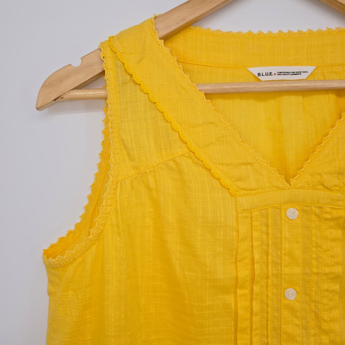 일본 빈티지 B.L.U.E. 옐로우 민소매 블라우스  상품이미지8