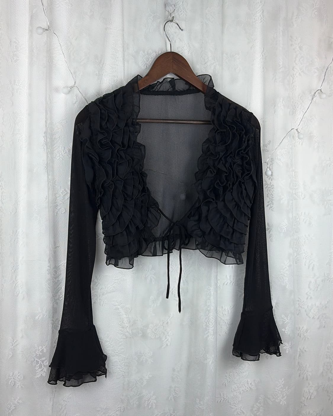 JPN black sheer ruffle bolero 상품이미지7