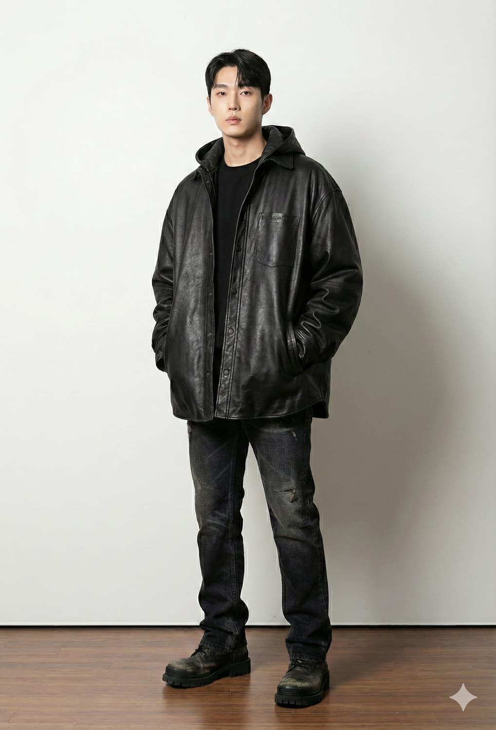 (3) 24F/W 발렌시아가 셔츠 파카 블랙 상품이미지5