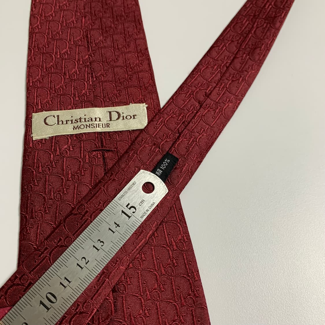 디올(Dior) 오블리크 넥타이 명품 100실크 버건디 최상급 8.3cm 상품이미지7