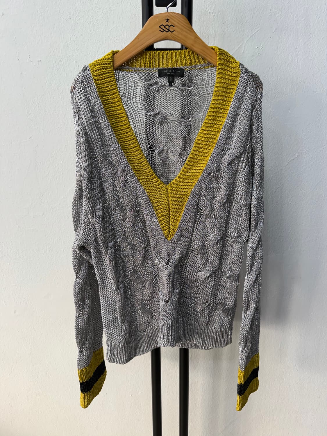 정품) rag & bone 랙앤본 그레이 브이넥 니트 S 상품이미지1