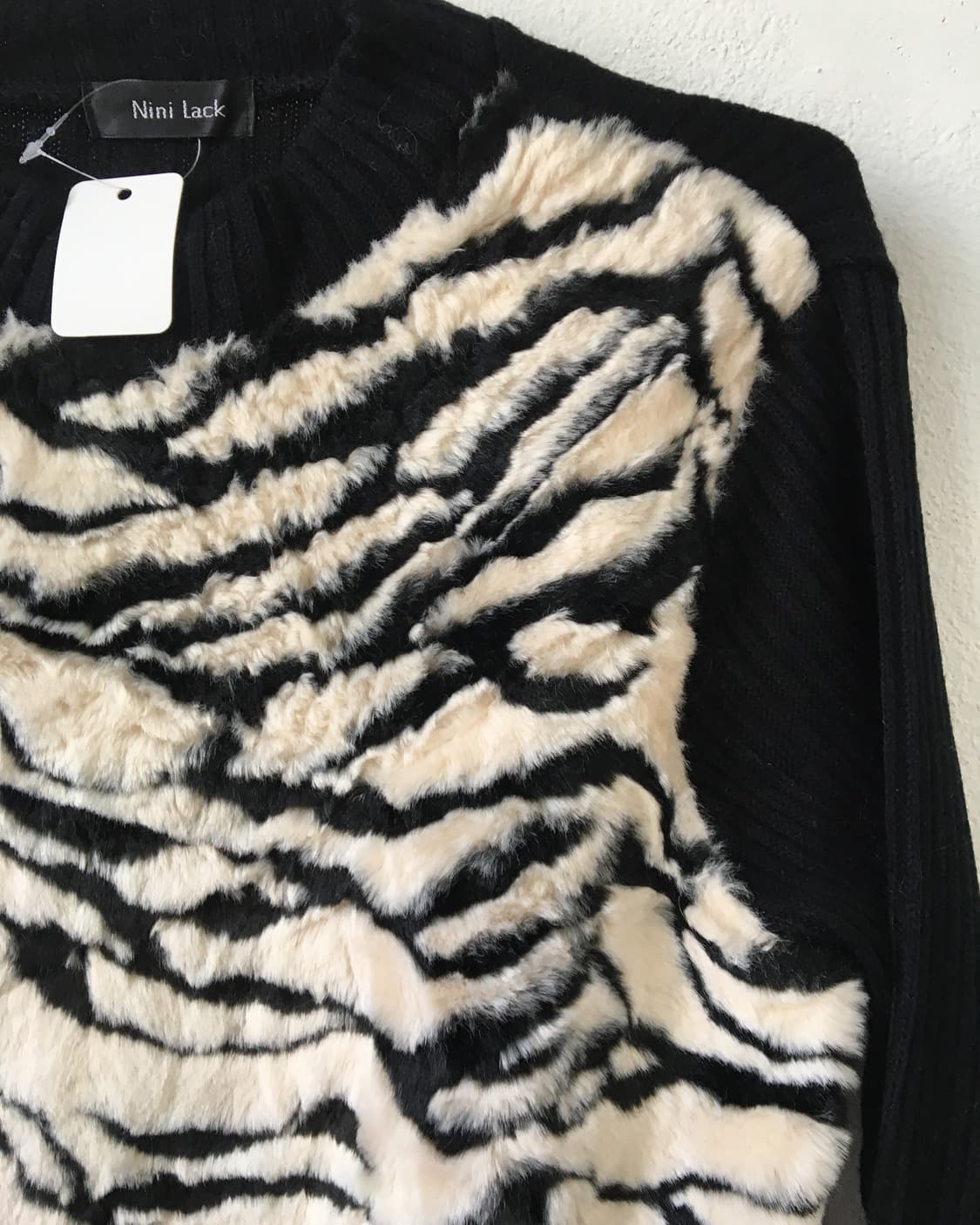 pattern fur layered high neck knit 상품이미지4