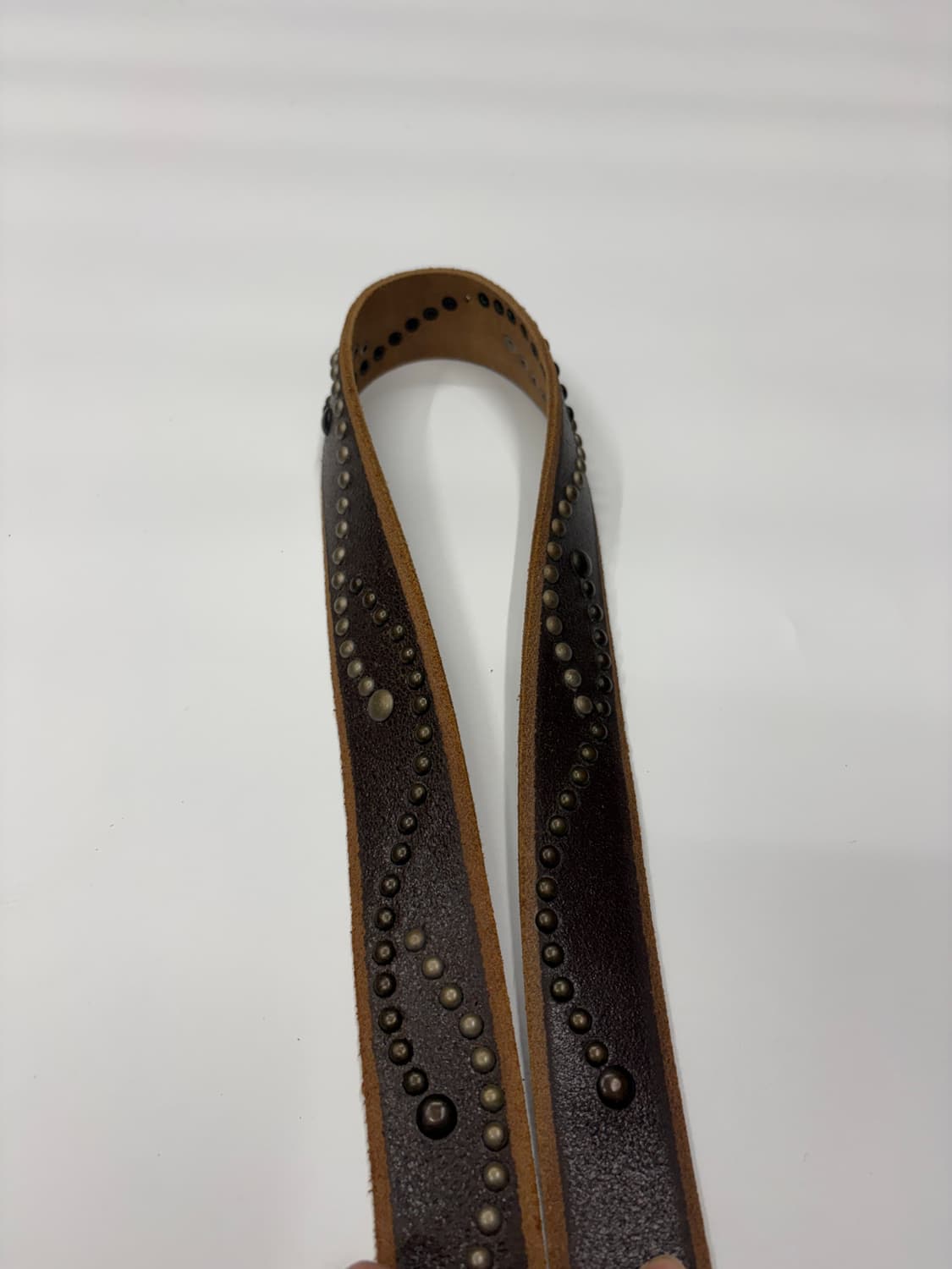 웨스턴 브라운 빈티지 펀칭 스터드 레더 벨트 Brown Vintage 상품이미지5