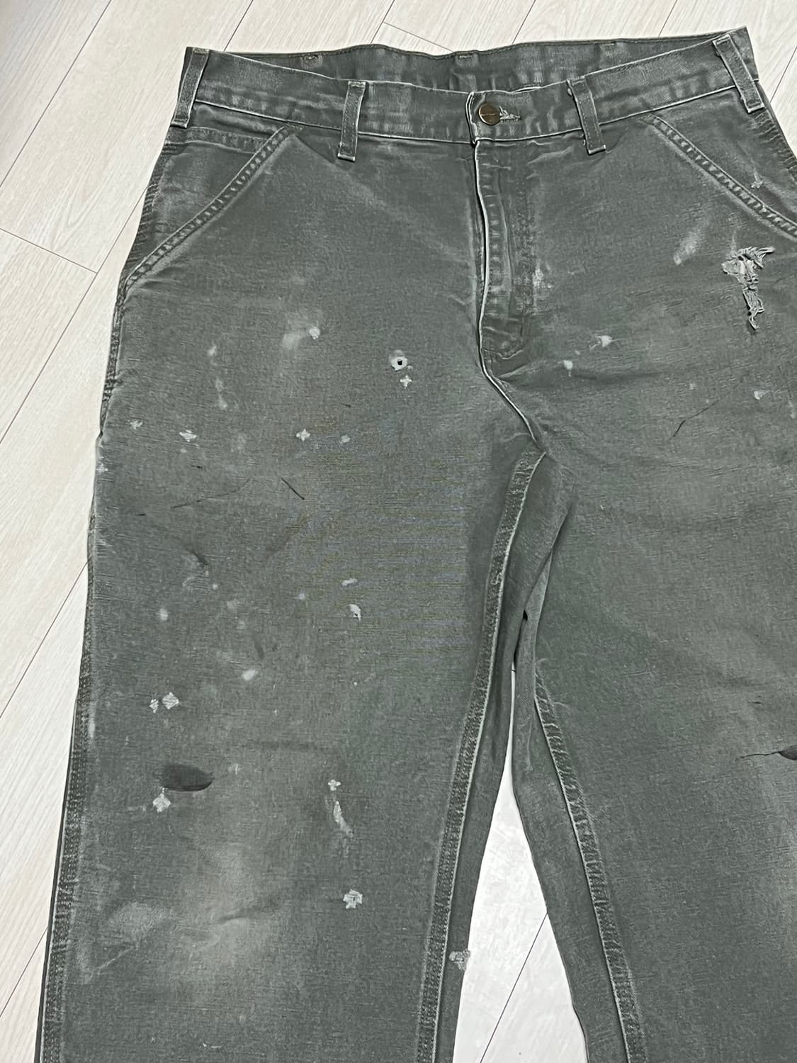 90s칼하트 싱글니 워크팬츠 모스그린 33x30사이즈 상품이미지2