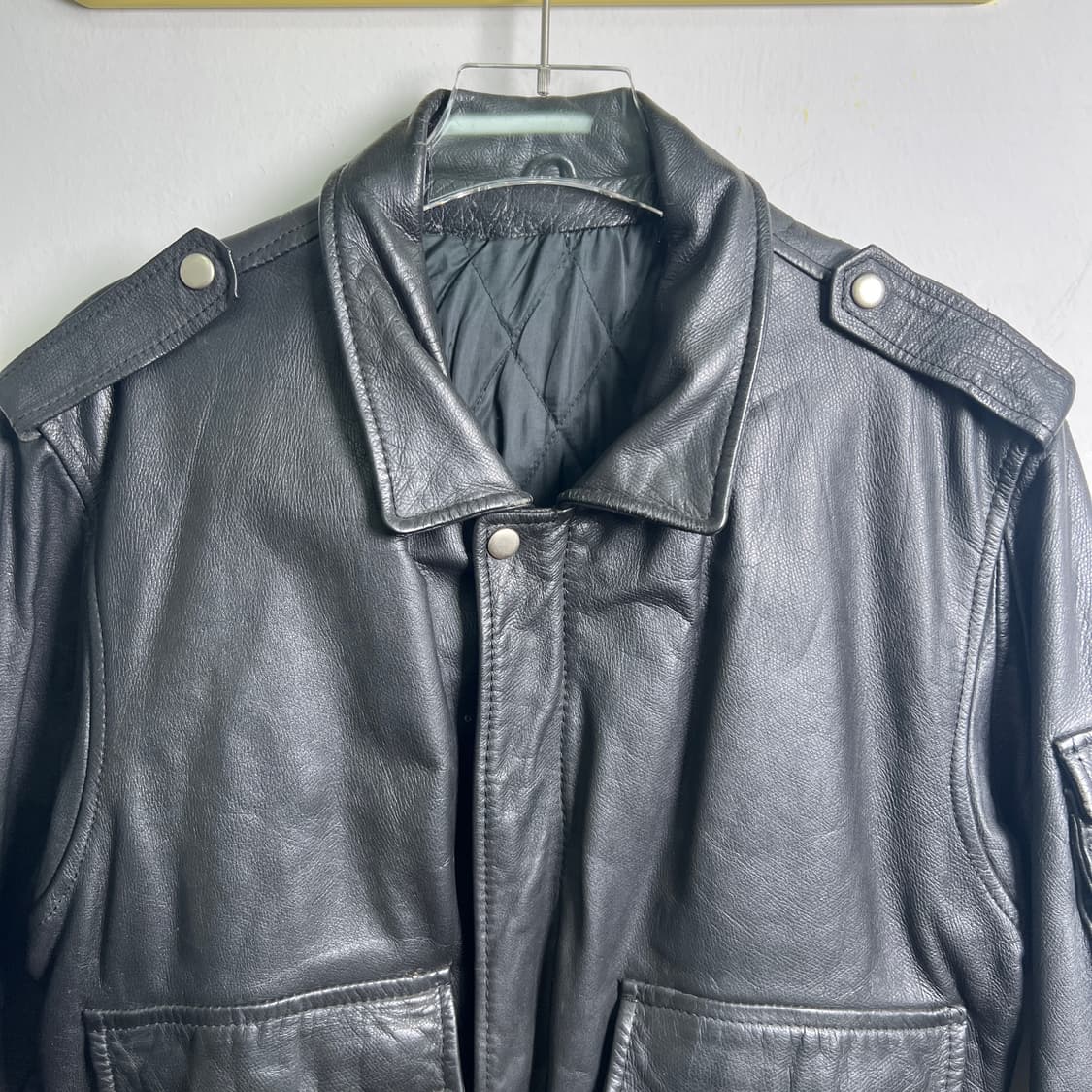 VTG 빈티지 블랙 A-2 플라이트 가죽 자켓 상품이미지3