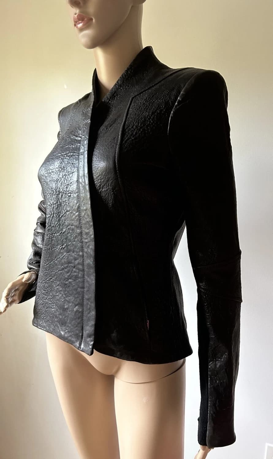 헬무트 랭 다크 브라운 램 레더 바이커 자켓 상품이미지6