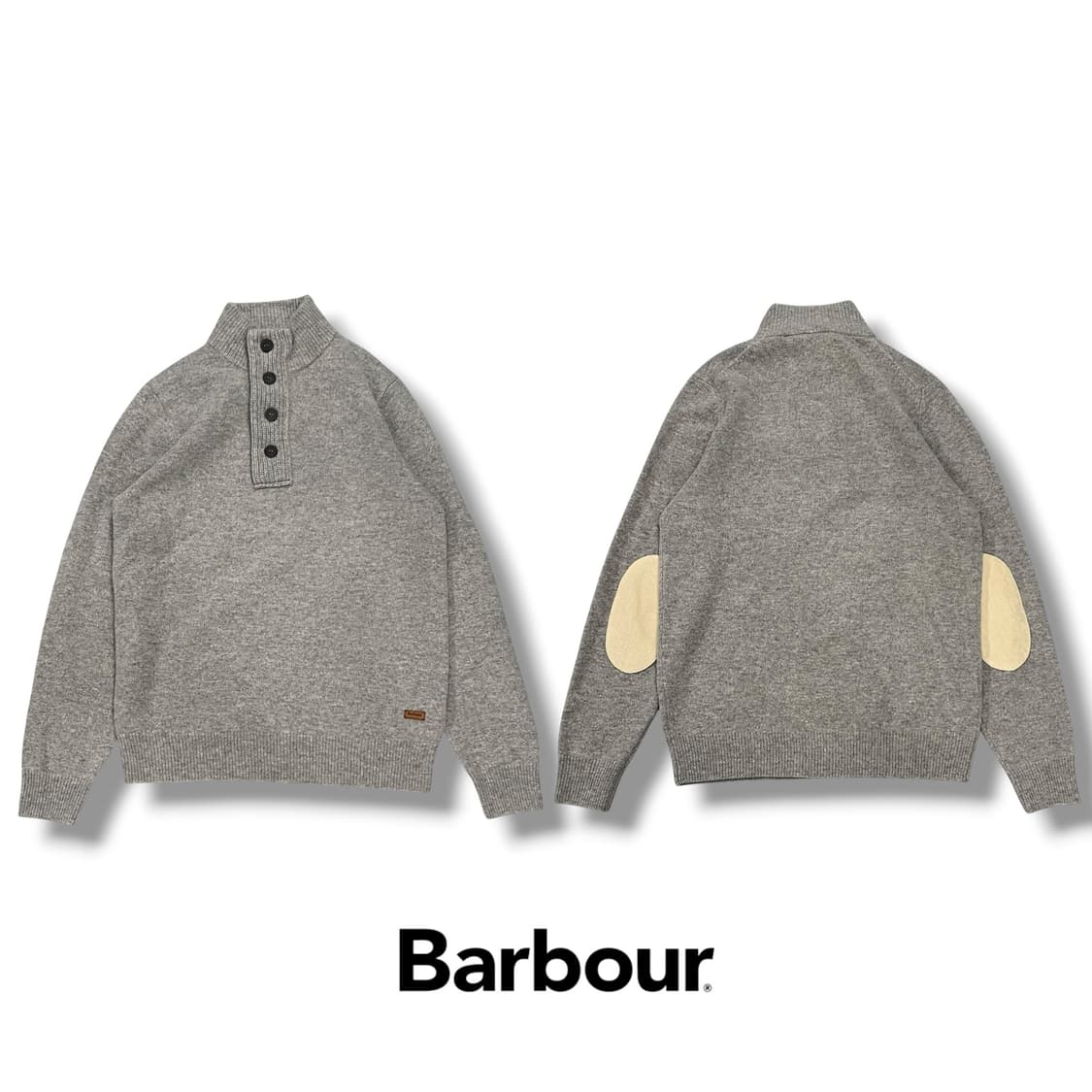 바버 엘보패치 반집업 니트 s08594 상품이미지1