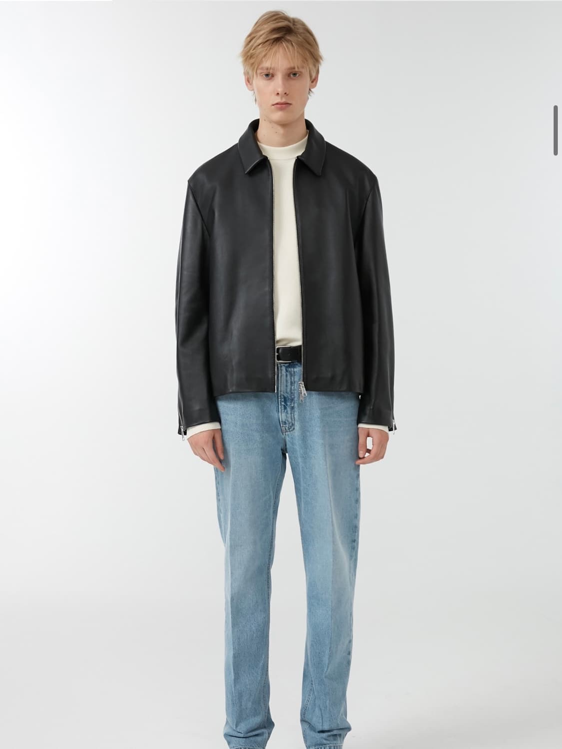 던스트 짚드 슬리브 램스킨 싱글 자켓 L 상품이미지4