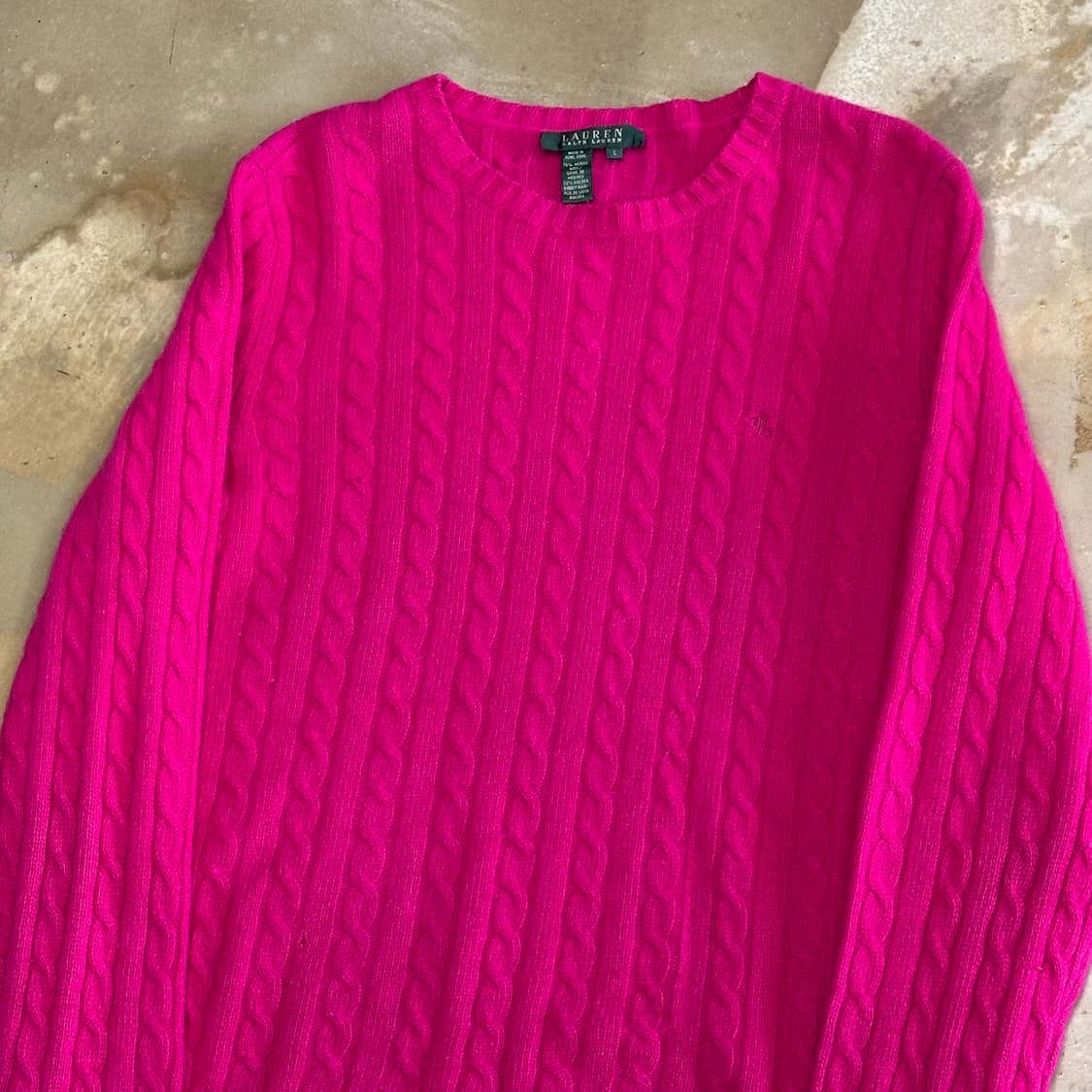 L 폴로랄프로렌 여성용 앙고라 울 핑크 케이블 니트 상품이미지1