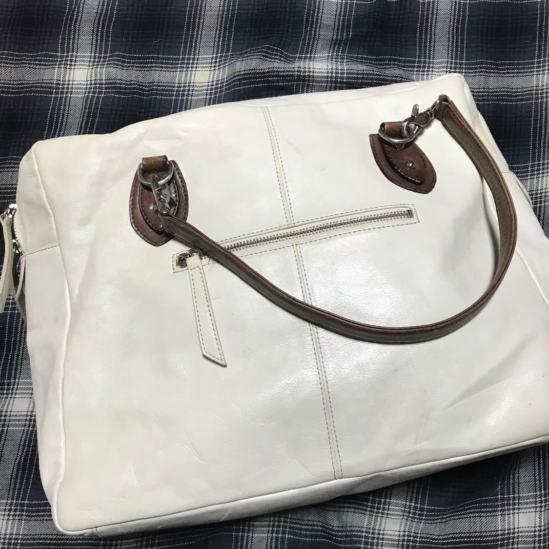 레어 재팬 90s karosse 뱀피 3way 리얼 화이트 레더 토트백 상품이미지4
