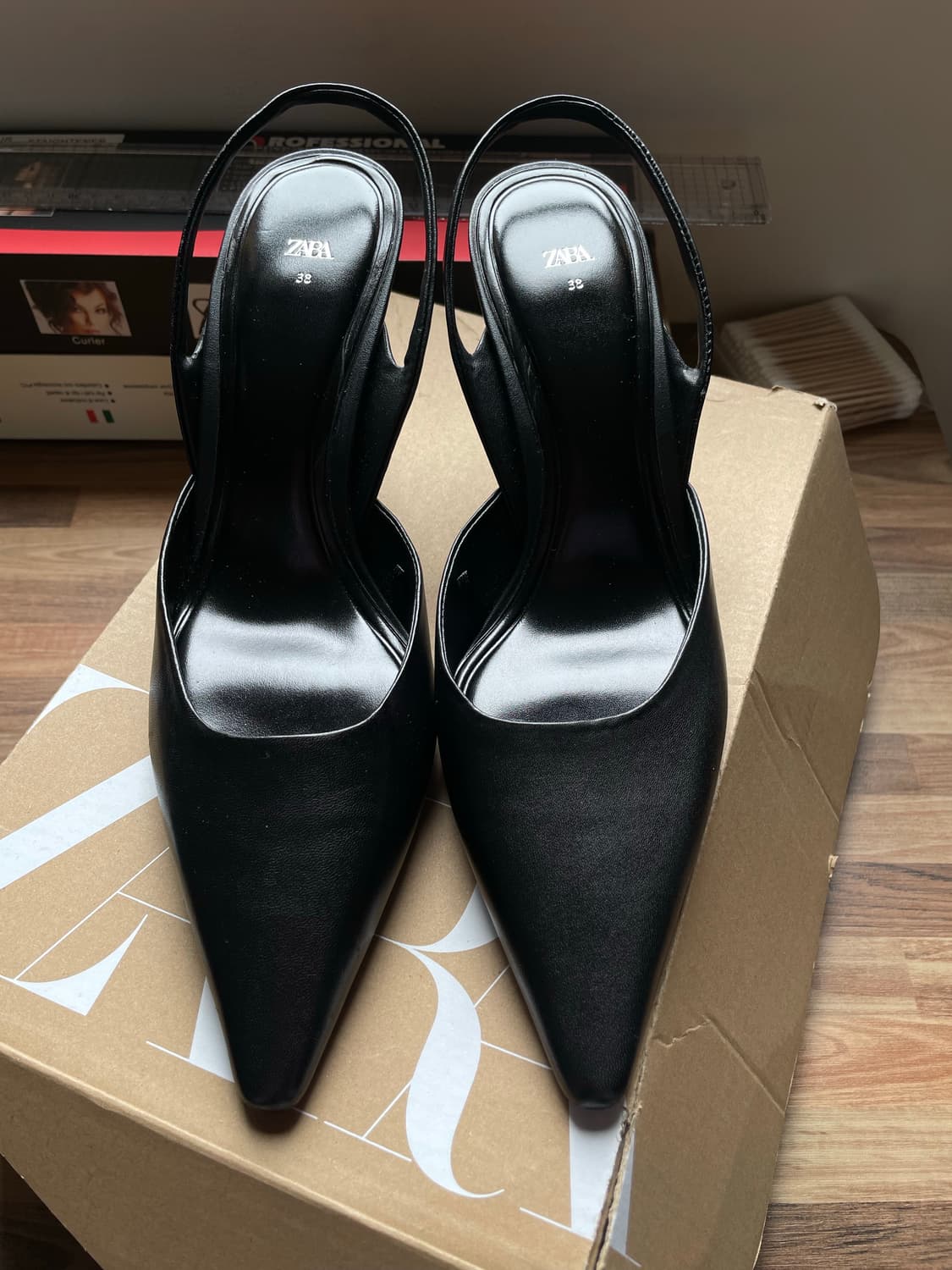 블랙레더 슬링백 하이힐 245 상품이미지2