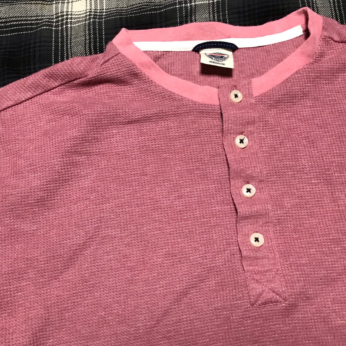 재팬 빈티지 핑크 와플 헨리넥 상품이미지3