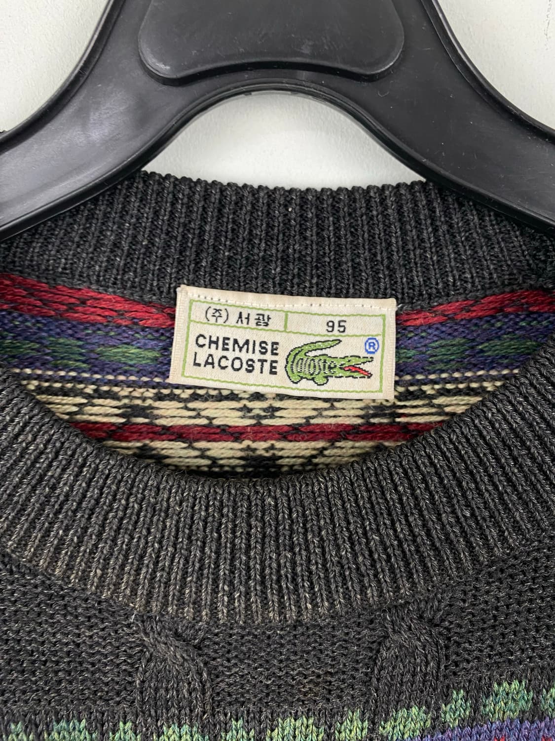 90s 라코스테 멀티컬러 꽈배기 울 니트 M 상품이미지4