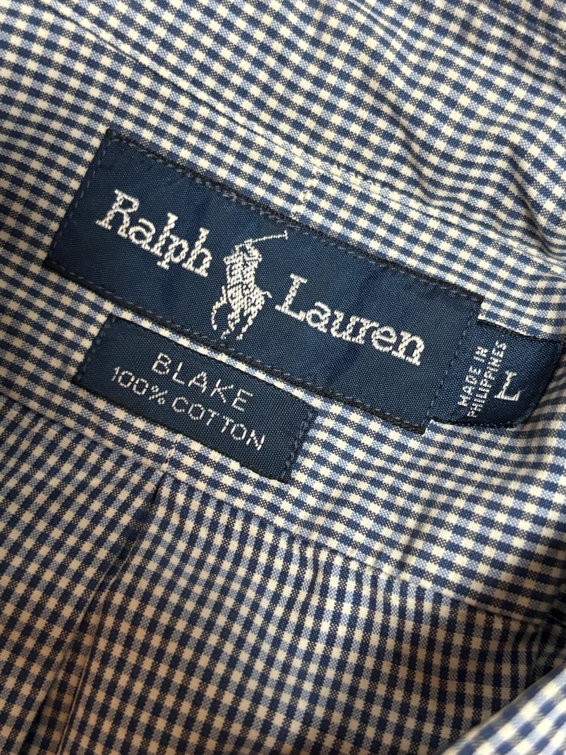 폴로 랄프로렌 깅엄체크 긴팔 셔츠 블루 L 상품이미지3