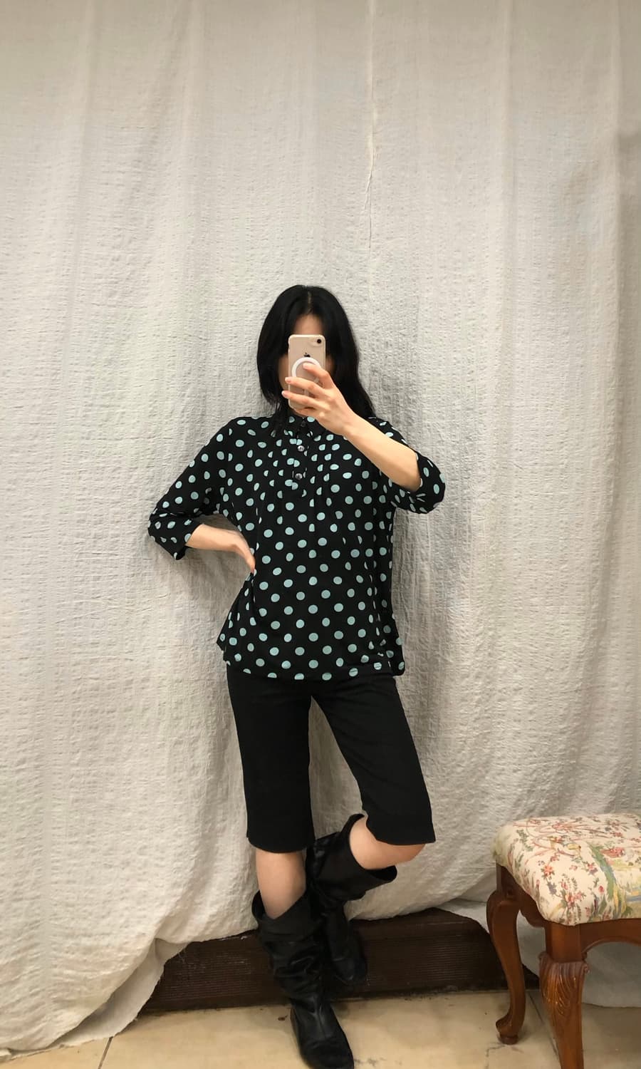 Mint polka blouse 상품이미지3