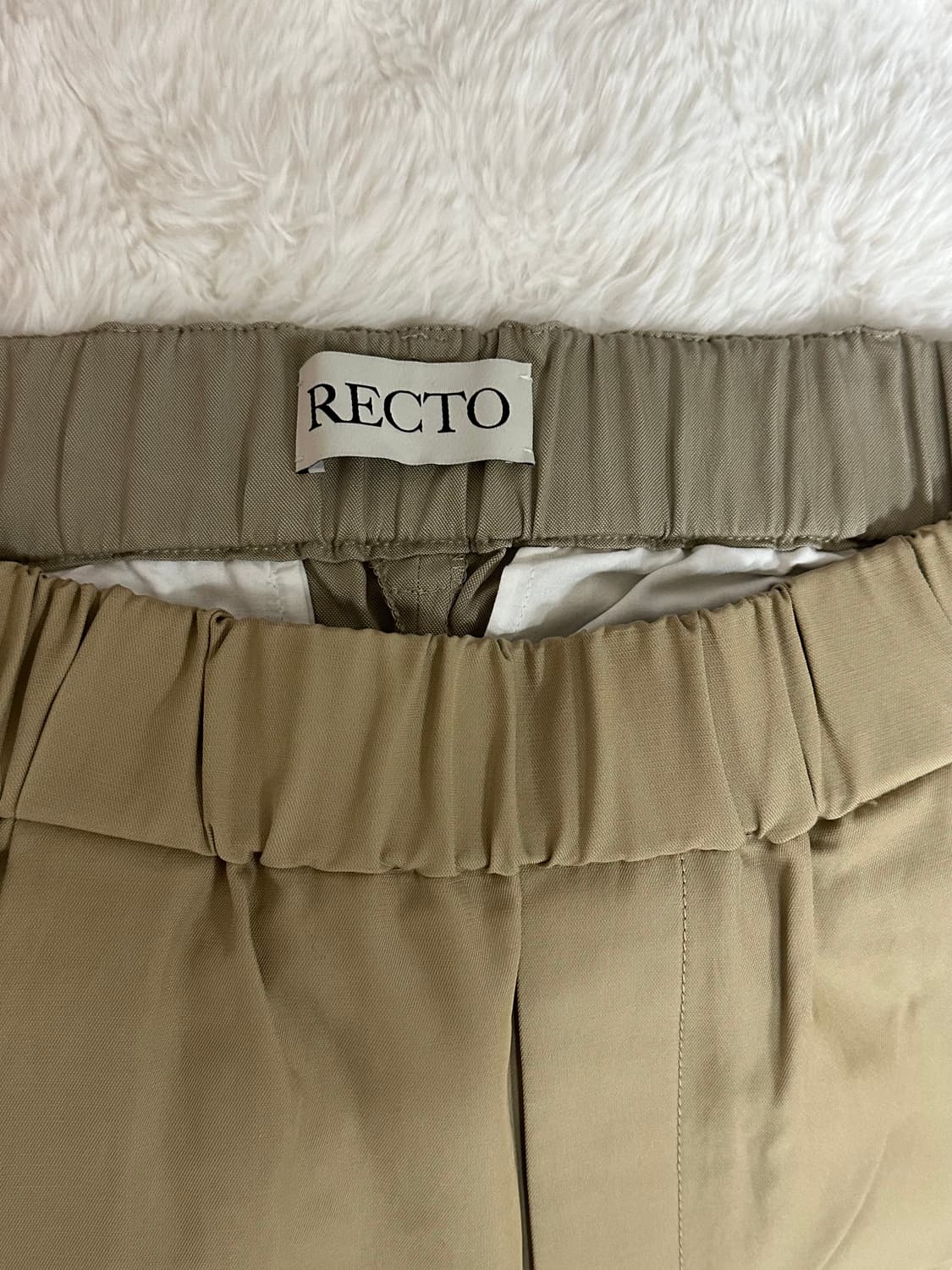 [새상품] 렉토 (RECTO) 맨즈 콘트라스트 밴딩 와이드 팬츠 (카키 상품이미지6