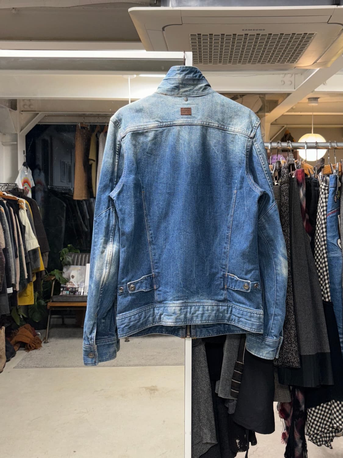 지스타 로우 하이넥 집업 데님 자켓 상품이미지2