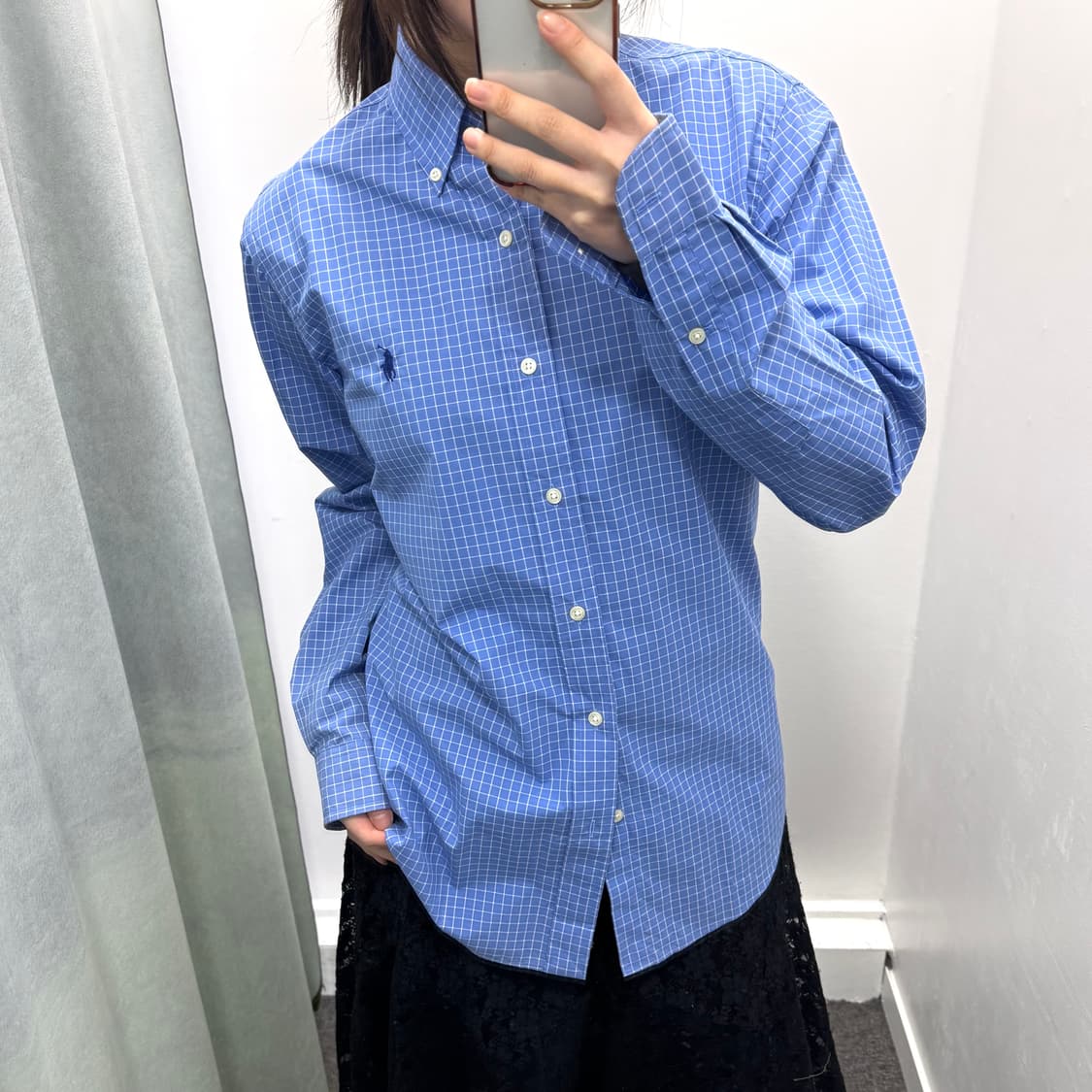 폴로 블루 체크 셔츠 상품이미지2
