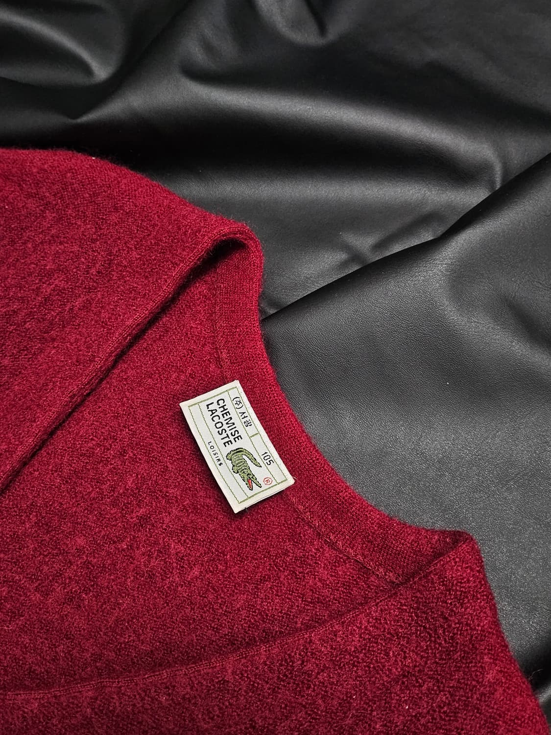 Lacoste 와인 컬러 크롭 가디건 Free 상품이미지3