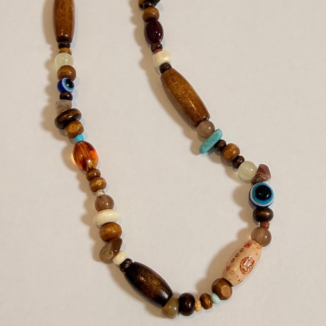 핸드메이드 빈티지 데이먼알반 비즈목걸이 그런지 에스닉 우드 인디 상품이미지3