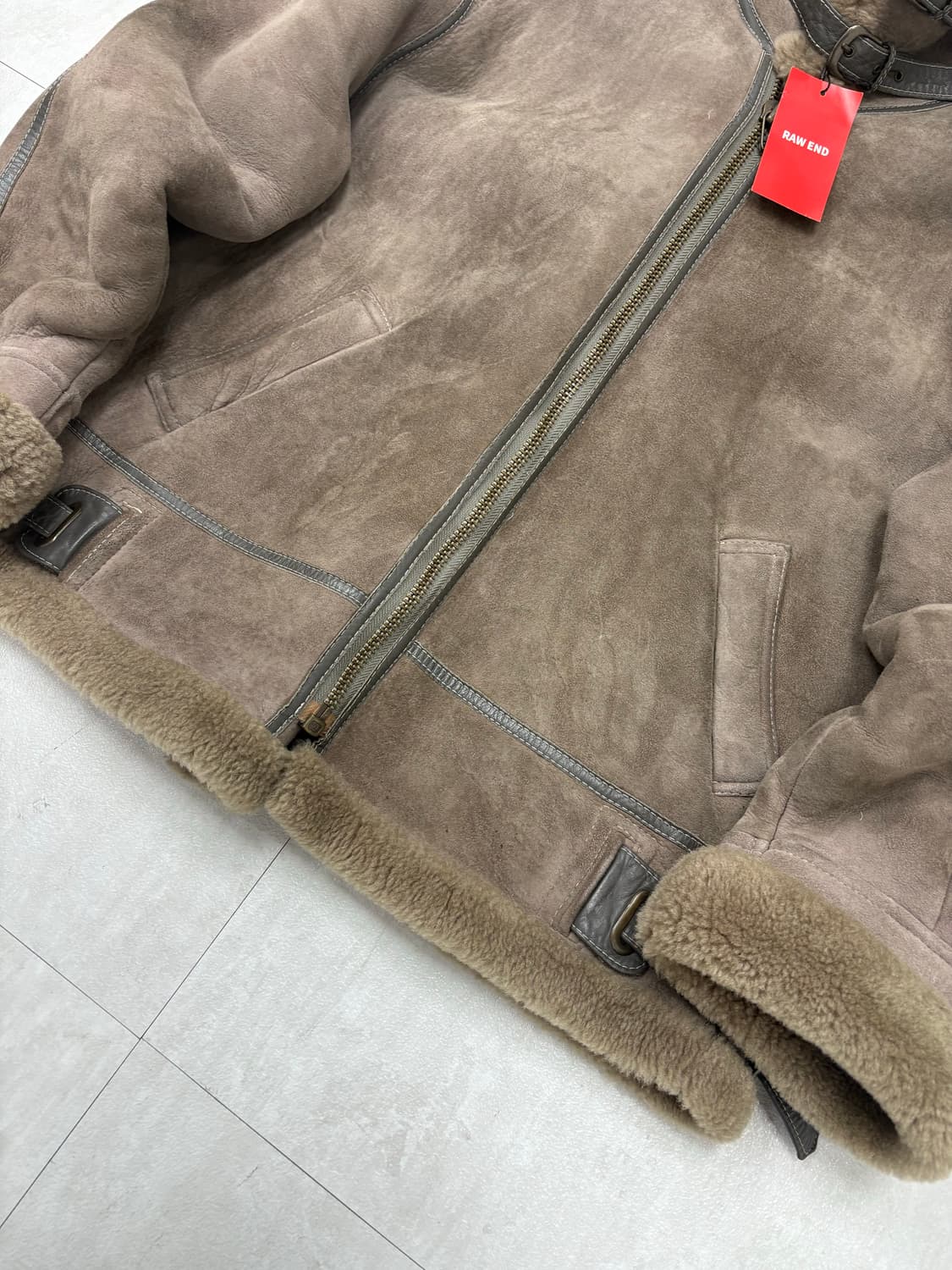 브라운 스웨이드 가죽 무스탕 #80 상품이미지4