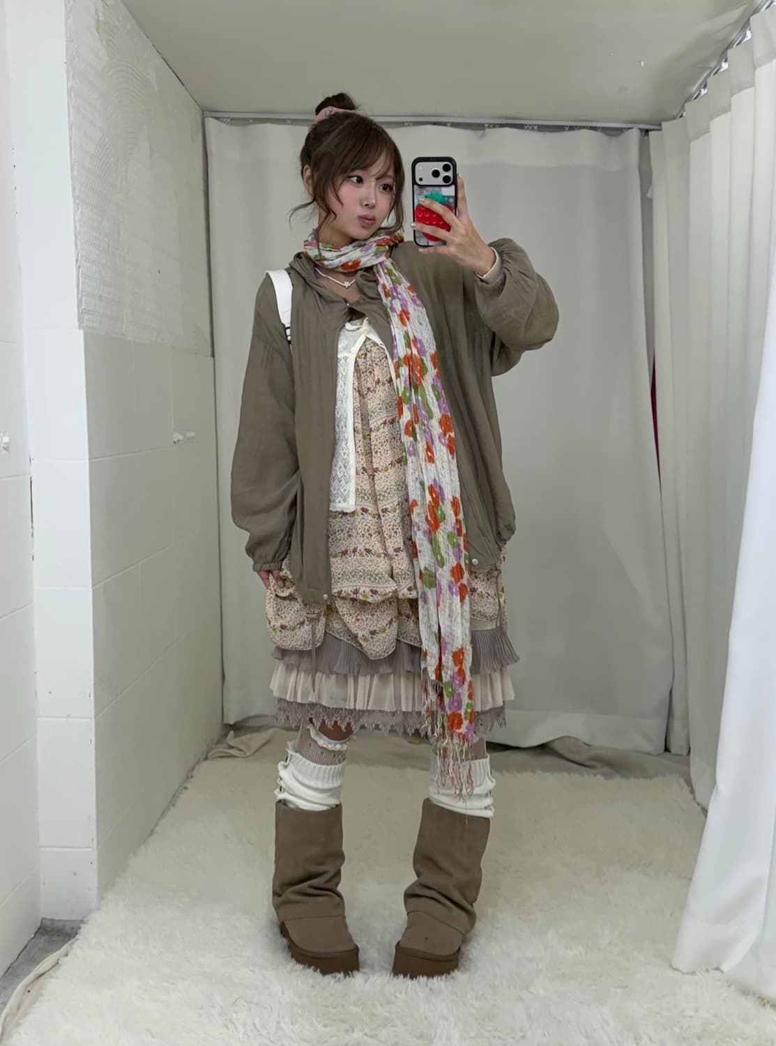 데일리 집업 하구미 잔꽃 원피스 모리걸 봄 코디세트 상품이미지1