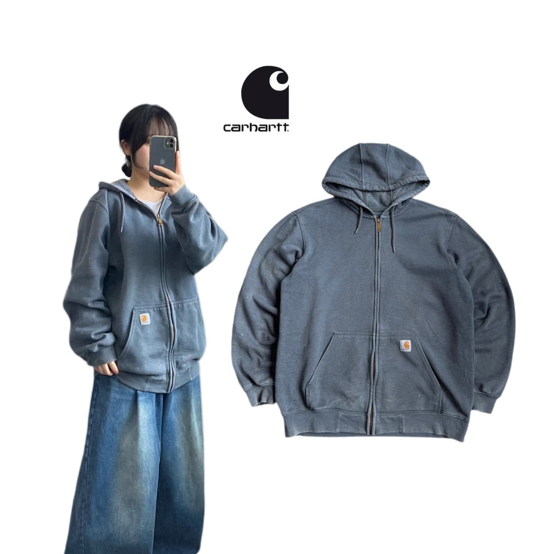 칼하트 페이딩 써멀 후드집업 상품이미지1