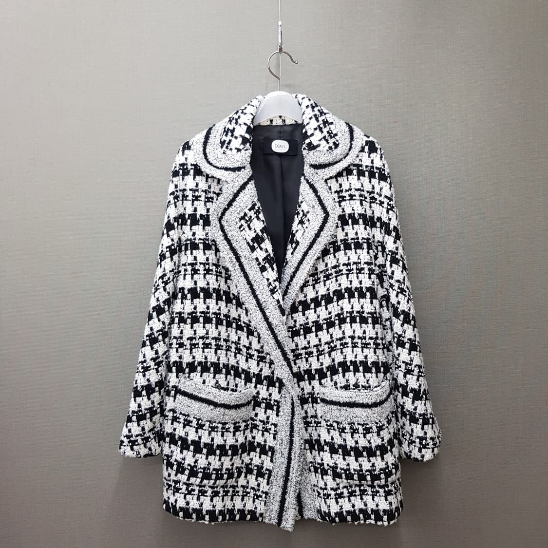 듀엘 DEWL 2021 하운드체크 니트 배색 자켓 S사이즈 상품이미지2