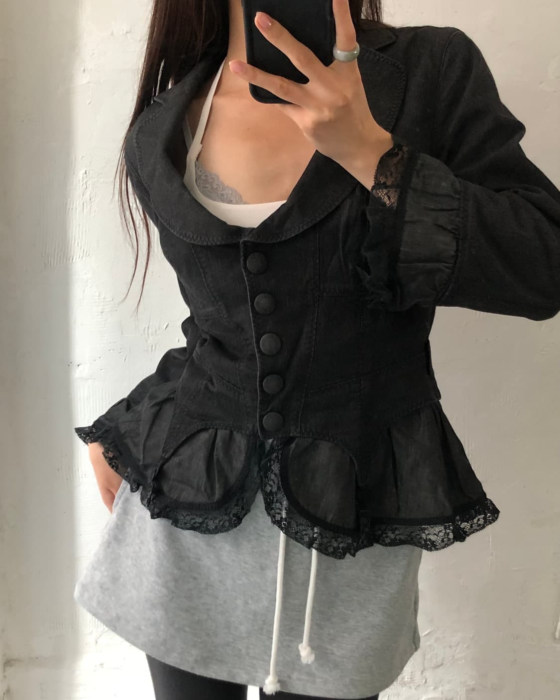 Moschino Jeans 모스키노진스 흑청 컬러 레이스 블레이저 자켓 상품이미지2
