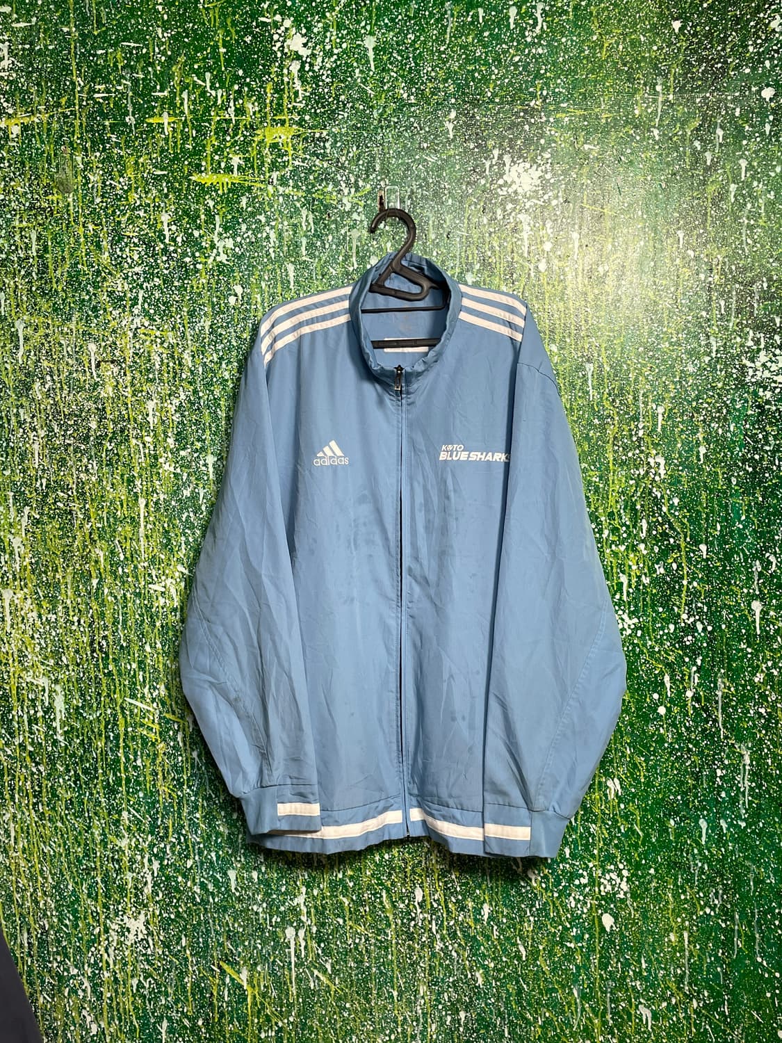 아디다스 스카이블루 화이트 삼선 바람막이 자켓 4XL  상품이미지6