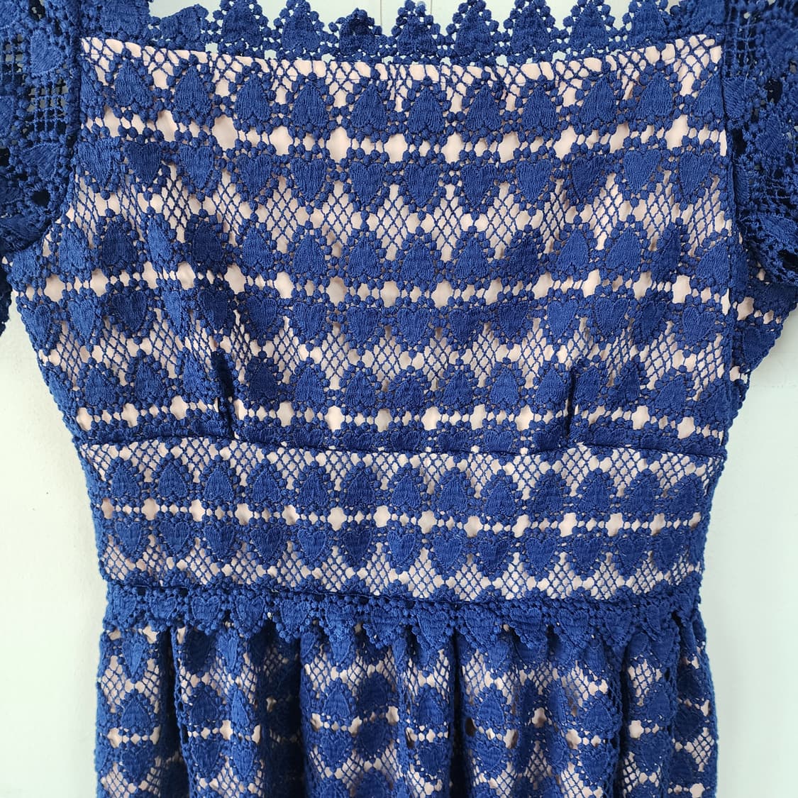 수입 펀칭 레이스 네이비 스퀘어넥 원피스 상품이미지2